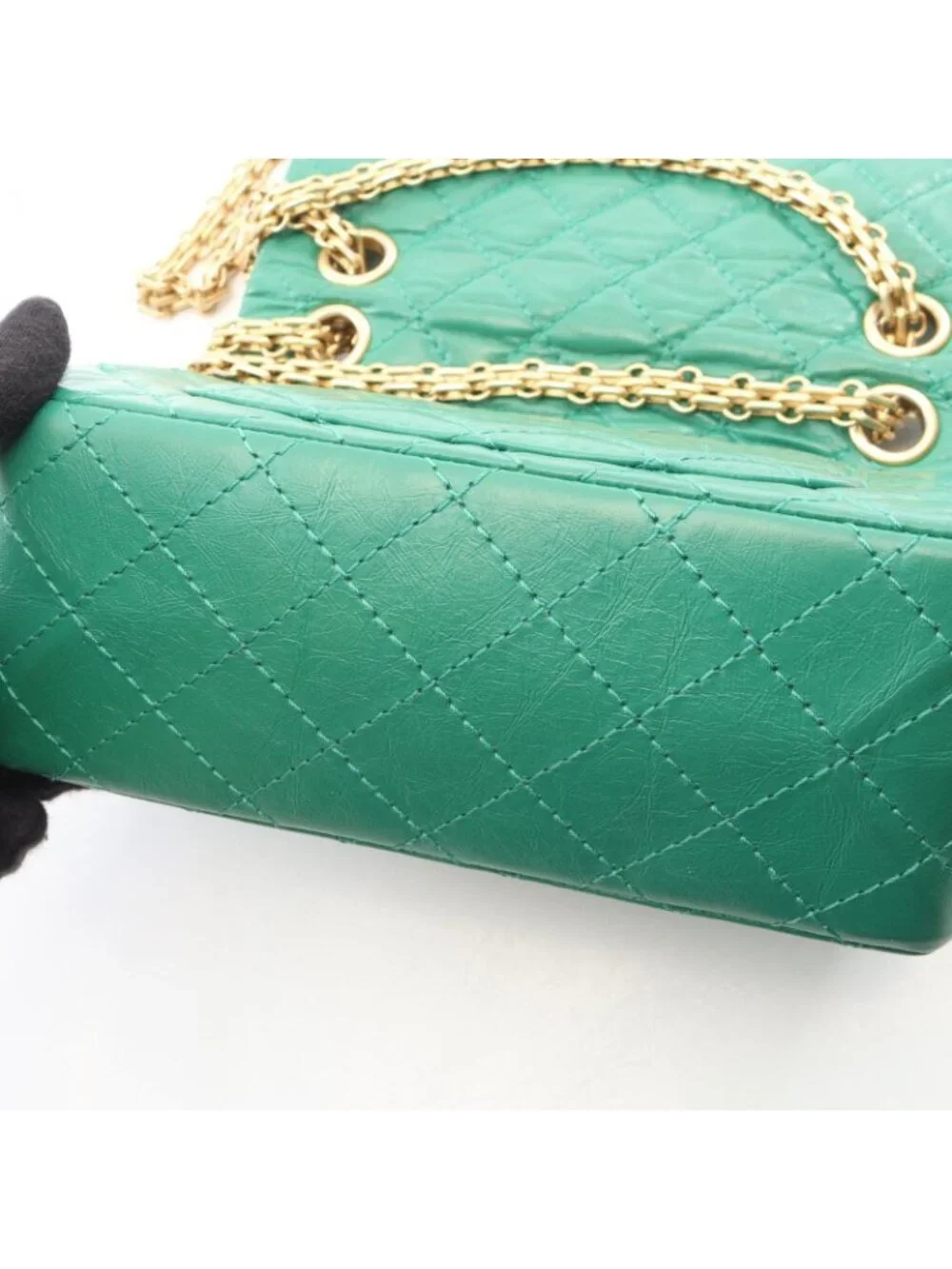 Chanel Shoulder Bag 2.55 Mini Quilted Green Leather Chain